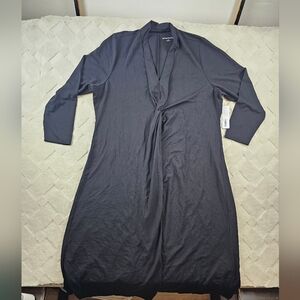 Soft Surroundings Twist Front Midi Dress Womens 3X Black Starchy Long Sleeve